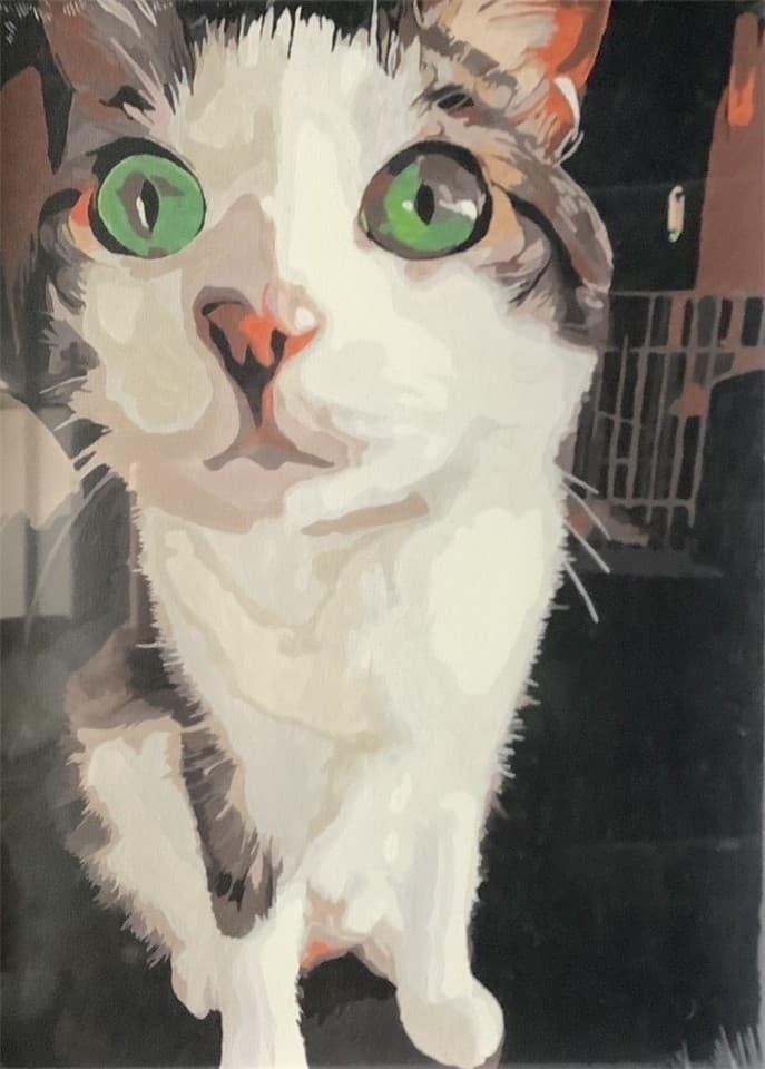 緑の目の猫を描いた作品